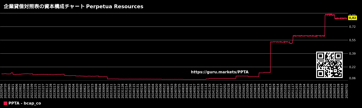 企業貸借対照表の資本構成チャート Perpetua Resources